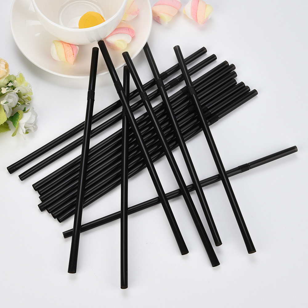 Factory straight black plastic straws