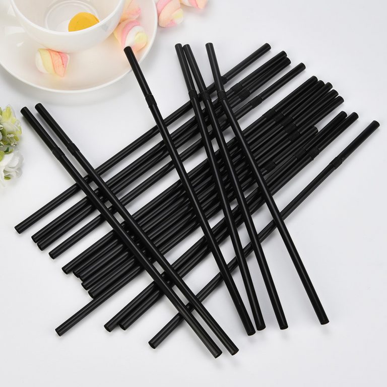 Factory straight black plastic straws