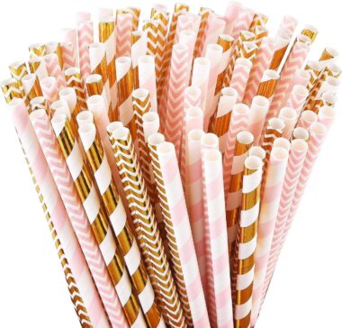 paper straws colorful individually wrapped