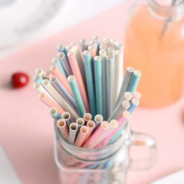 paper straws colorful individually wrapped
