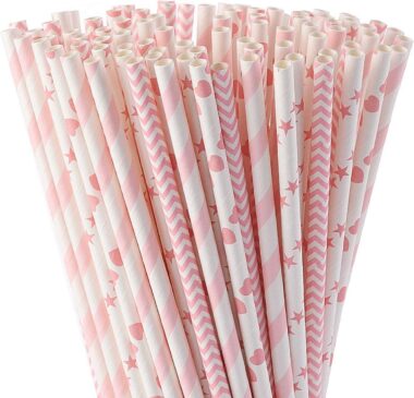 paper straws colorful individually wrapped