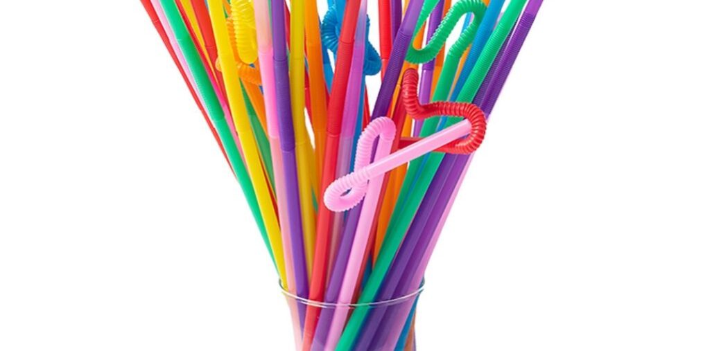 Colorful disposable plastic drinking straws