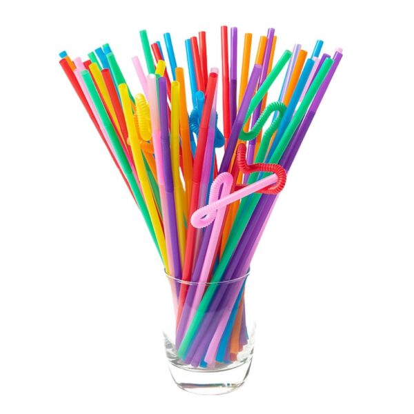 Colorful disposable plastic drinking straws