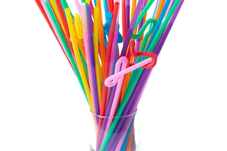 Colorful disposable plastic drinking straws