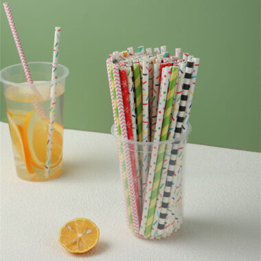 White party rainbow paper straws