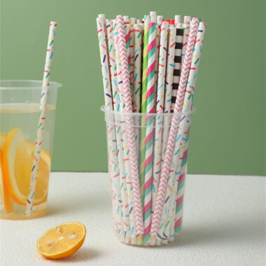 White party rainbow paper straws