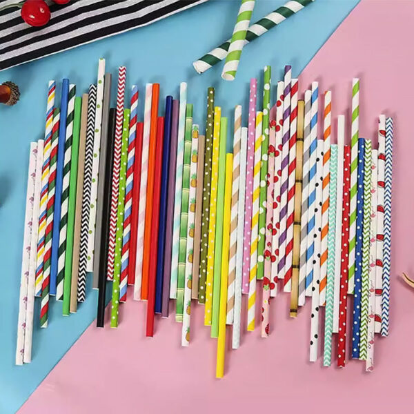 polka dot disposable paper straws