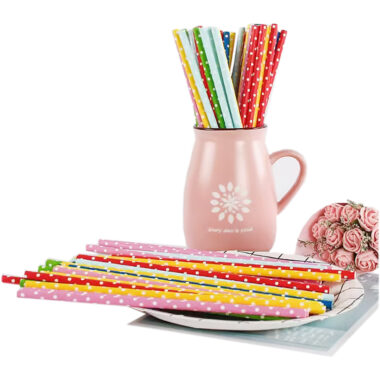polka dot disposable paper straws