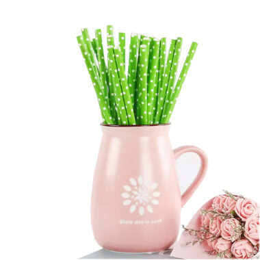polka dot disposable paper straws