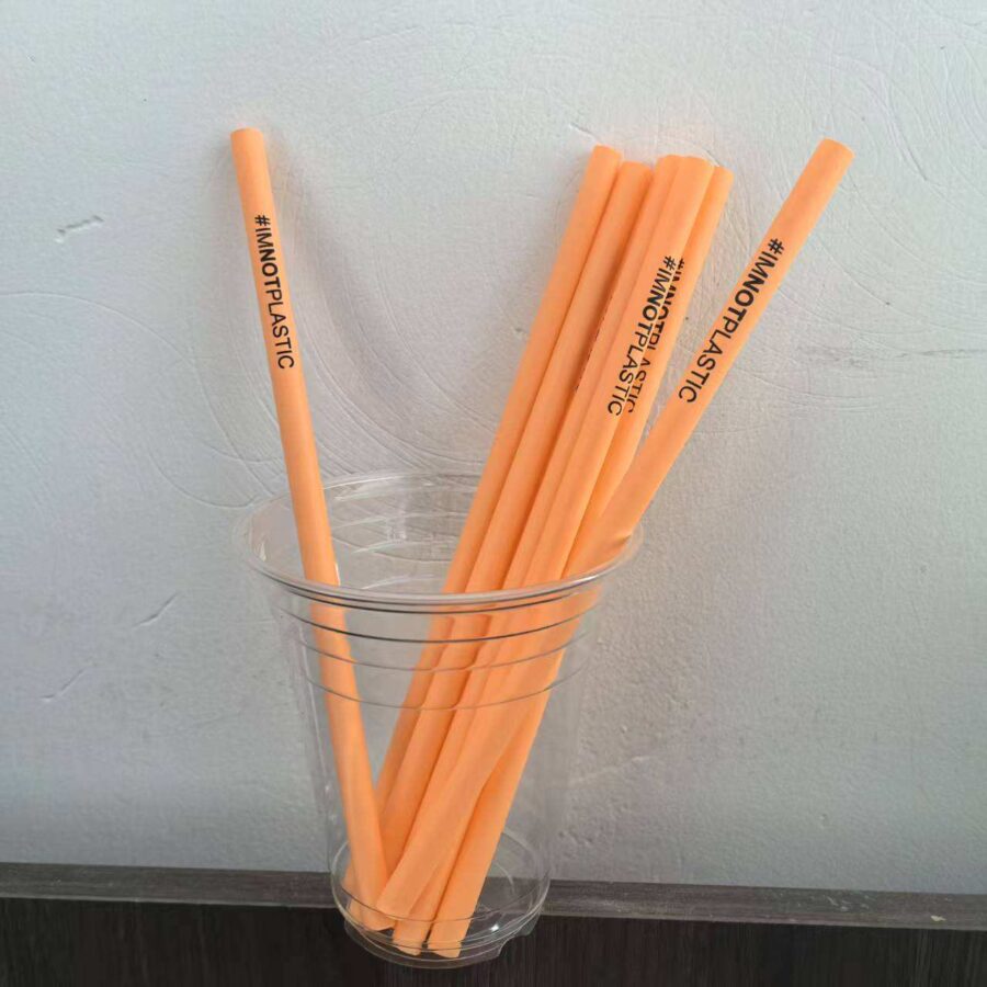 Orange biodegradable PLA straw