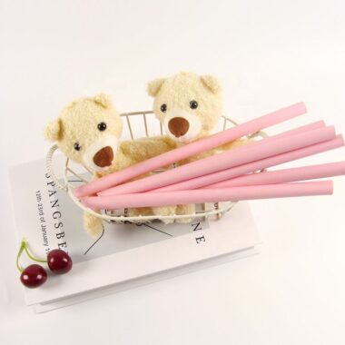 Pink biodegradable PLA straws