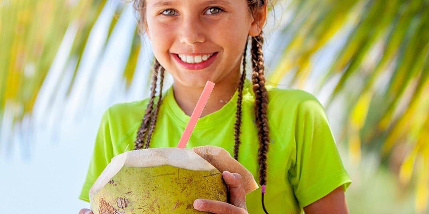 Pink biodegradable PLA straws