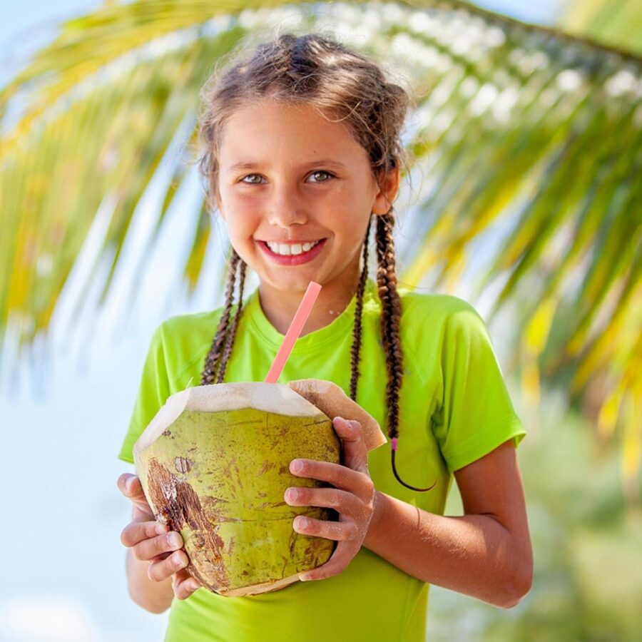 Pink biodegradable PLA straws