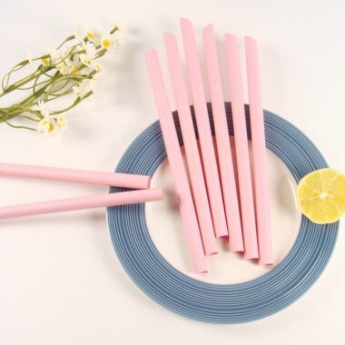 Pink biodegradable PLA straws