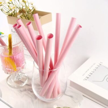 Pink biodegradable PLA straws