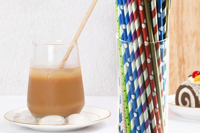 Colored striped paper straws