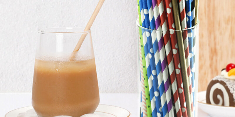 Colored striped paper straws