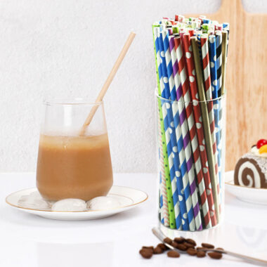 Colored striped paper straws