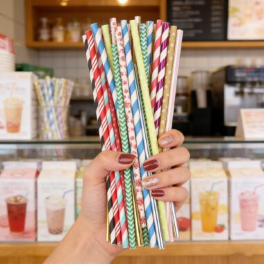 Custom printed biodegradable paper straws